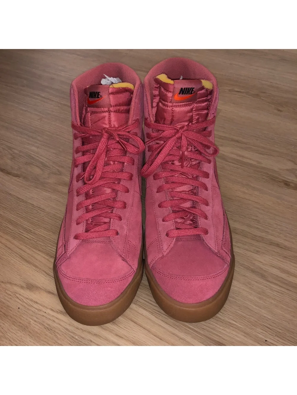 NIKE BLAZER 77 SUEDE RED LIGHT REDWOOD HI TOP GUM SNEAKERS MENS SIZE 15
